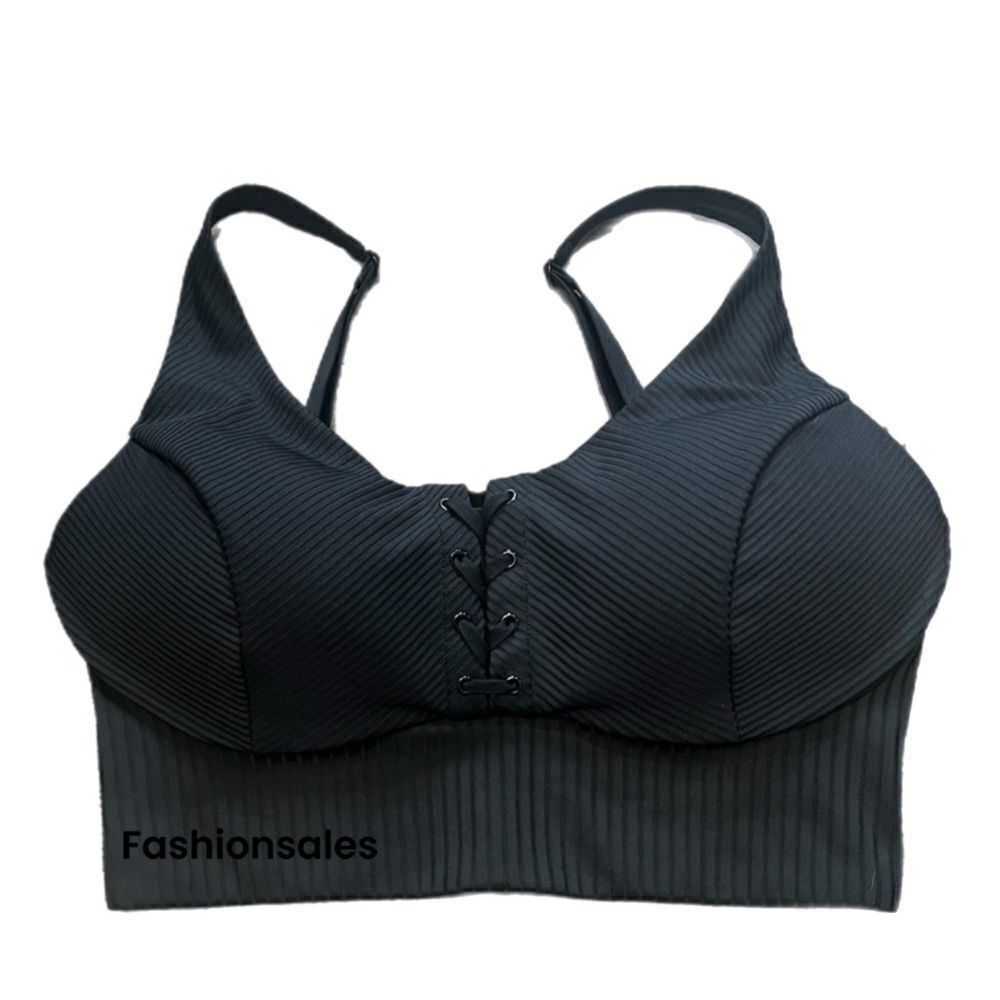 Victorias Secret Allegro Medium Support Flow on Point Lined sport bra Black